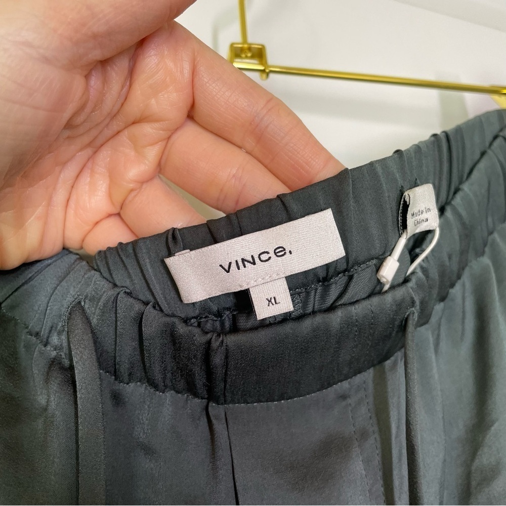 Vince Satin Drawstring Wide Leg Lounge Pants Grey Women’s Size XL - Picture 8 of 12